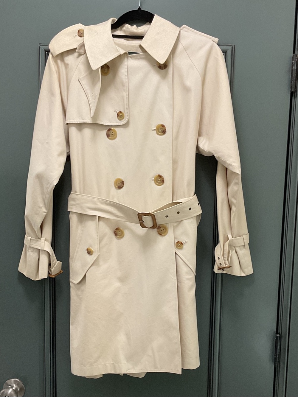 Lauren Ralph Lauren Cream Double-Breasted Trench Coat with Belt